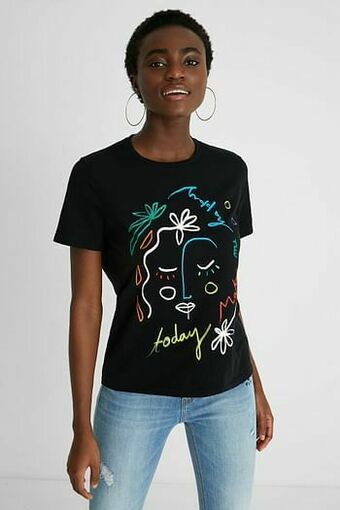 Desigual Arty T-shirt van 100% katoen - BLACK - XL aanbieding