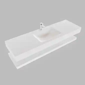 Sawiday MONDIAZ ALAN 150cm badmeubel solid surface planchet talc Vrijhangende wastafel cloud midden 1 kraangat kleur talc aanbieding