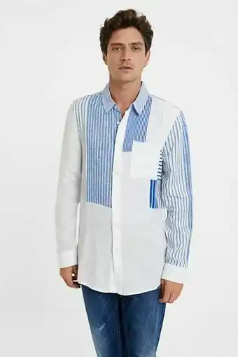 Desigual Gestreept overhemd met lange mouwen - WHITE - M aanbieding