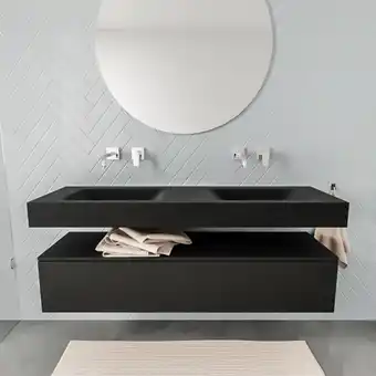Sawiday MONDIAZ ALAN 150cm badmeubel onderkast urban 1 lade Vrijhangende wastafel cloud dubbel zonder kraangat kleur urban aanbieding