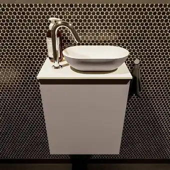 Sawiday Mondiaz Fowy toiletmeubel 40x50x23cm smoke mat 1 kraangat wasbak: rechts 1 deur solid surface met blad MDF kleur wasbak: Antr aanbieding
