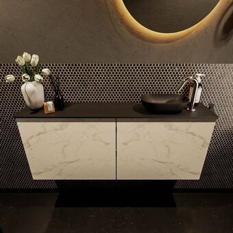 Sawiday Mondiaz Fowy toiletmeubel 120x50x23cm Carrara mat 1 kraangat wasbak: rechts 2 deuren solid surface met blad Melamine kleur wa aanbieding