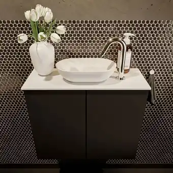 Sawiday Mondiaz Fowy toiletmeubel 60x50x23cm urban mat 1 kraangat wasbak: midden 2 deuren solid surface met blad MDF kleur wasbak: wi aanbieding