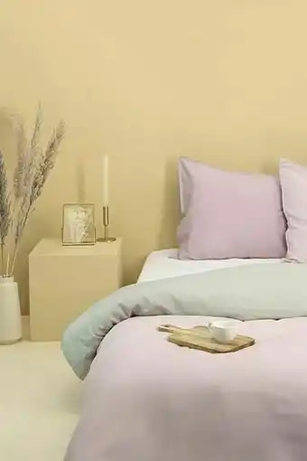 HEMA HEMA Dekbedovertrek 240x200/220 Katoen Lyocell Lila/grijs (lila) aanbieding