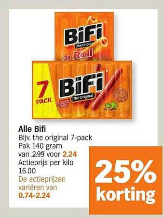 Albert Heijn Alle Bifi aanbieding