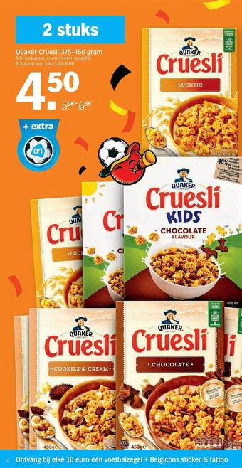 Albert Heijn Quaker Cruesli 375-450 Gram aanbieding