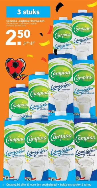 Albert Heijn Campina Langlekker Literpakken aanbieding