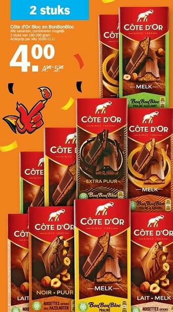 Albert Heijn Côte d`or bloc en bonbonbloc aanbieding