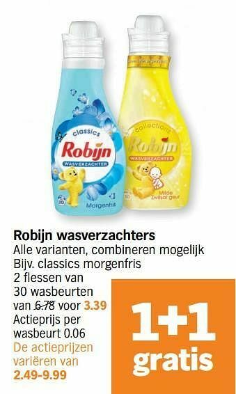 Albert Heijn Robijn wasverzachters classics morgenfris aanbieding