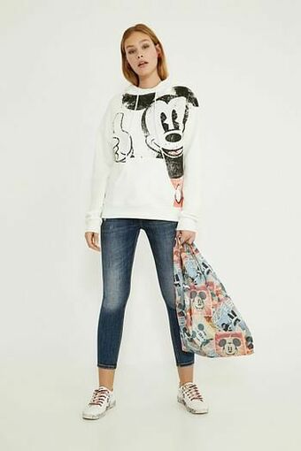 Desigual Katoenen hoodie met illustratie - WHITE - XL aanbieding