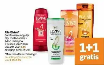 Albert Heijn Elvive multivitamines 2-in-1 shampoo aanbieding