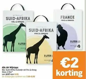 Albert Heijn Suid-afrika huiswijn wit fris + droog aanbieding
