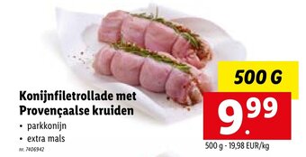 Lidl Konijnfiletrollade met Provencaalse kruiden aanbieding