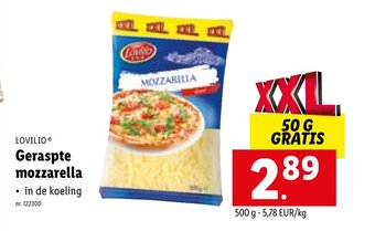 Lidl Lovilio Geraspte mozzarella aanbieding