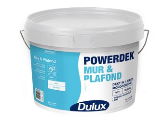 Hubo Dulux Powerdek muur- en plafondverf mat 5l wit aanbieding
