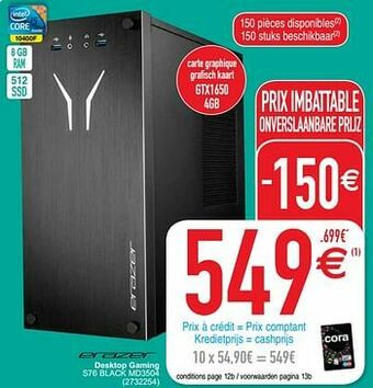 Cora Desktop gaming s76 black md3504 aanbieding