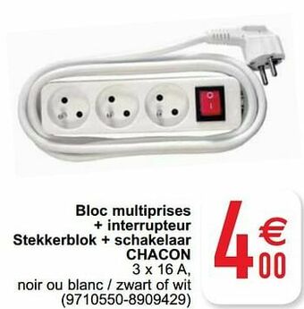 Cora Bloc multiprises + interrupteur stekkerblok + schakelaar chacon aanbieding