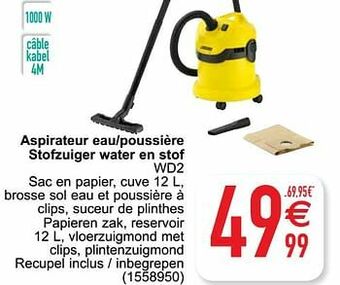 Cora Kärcher aspirateur eau-poussière stofzuiger water en stof wd2 aanbieding