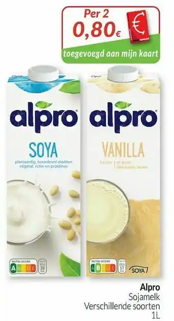 Intermarché Alpro sojamelk aanbieding