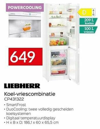 Selexion Liebherr koel-vriescombinatie cp431322 aanbieding