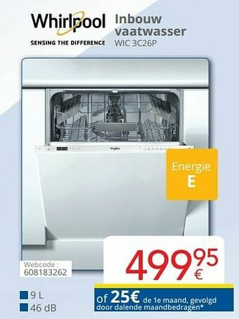 Eldi Whirlpool inbouw vaatwasser wic 3c26p aanbieding