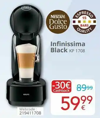 Eldi Krups infinissima black kp 1708 aanbieding