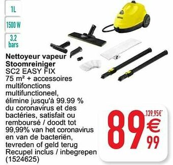 Cora Kärcher nettoyeur vapeur stoomreiniger sc2 easy fix aanbieding