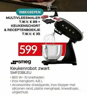 Smeg keukenrobot zwart smf23bleu