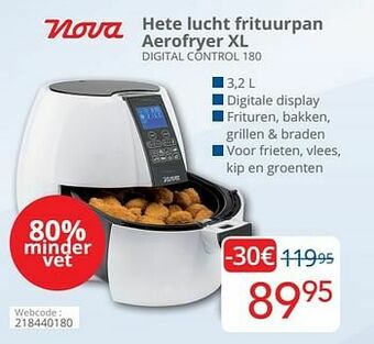 Eldi Nova hete lucht frituurpan aerofryer xl digital control 180 aanbieding