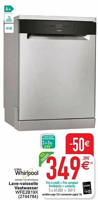 Whirlpool lave-vaisselle vaatwasser wfe2b19x