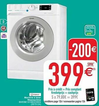 Cora Indesit machine à laver wasmachine bwebe101683xwkn aanbieding