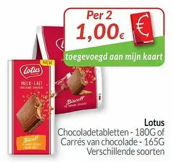 Intermarché Lotus chocoladetabletten of carrés van chocolade aanbieding