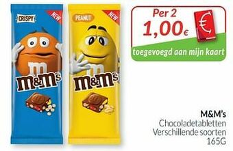 Intermarché M+m`s chocoladetabletten aanbieding
