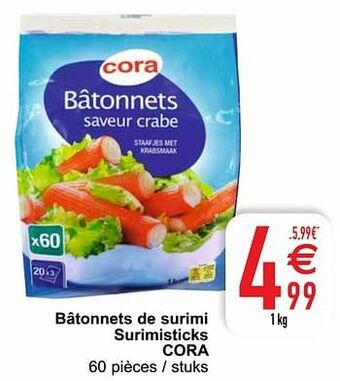Cora Bâtonnets de surimi surimisticks cora aanbieding