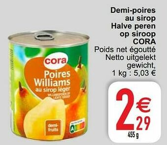Cora Demi-poires au sirop halve peren op siroop cora aanbieding