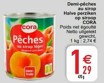 Cora Demi-pêches au sirop halve perziken op siroop cora aanbieding