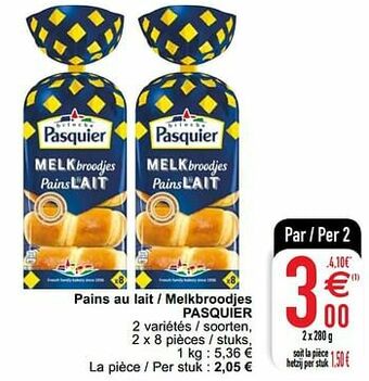 Cora Pains au lait - melkbroodjes pasquier aanbieding
