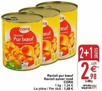 Cora Ravioli pur boeuf ravioli zuiver rund cora aanbieding