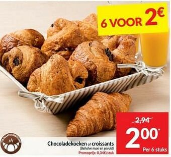 Chocoladekoeken of croissants