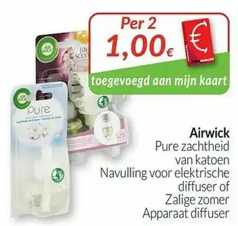 Intermarché Airwick pure zachtheid van katoen navulling voor elektrische diffuser of zalige zomer apparaat diffuser aanbieding
