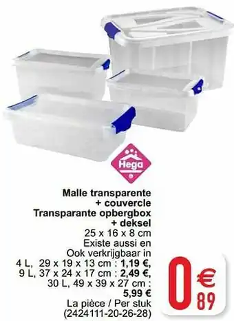 Cora Malle transparente + couvercle transparante opbergbox + deksel aanbieding
