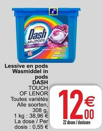 Cora Lessive en pods wasmiddel in pods dash touch of lenor aanbieding