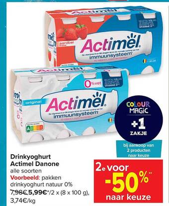 Carrefour Market Drinkyoghurt Actimel Danone aanbieding
