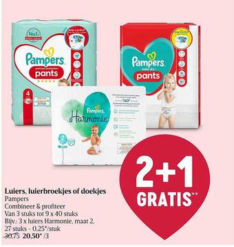 Delhaize Luiers, Luierbroekjes Of Doekjes Pampers aanbieding