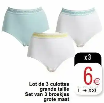 Lot de 3 culottes grande taille set van 3 broekjes grote maat