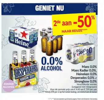 Intermarché Maes 0,0% Maes Radler 0,0%, Heineken 0,0% Desperados 0,0% of Strongbow 0,0% per pak aanbieding