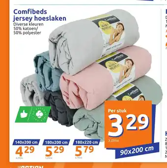 Action Comfibeds jersey hoeslaken 90 x 200 cm per stuk aanbieding