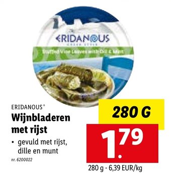 Lidl Eridanous Wijnbladeren met rijst aanbieding