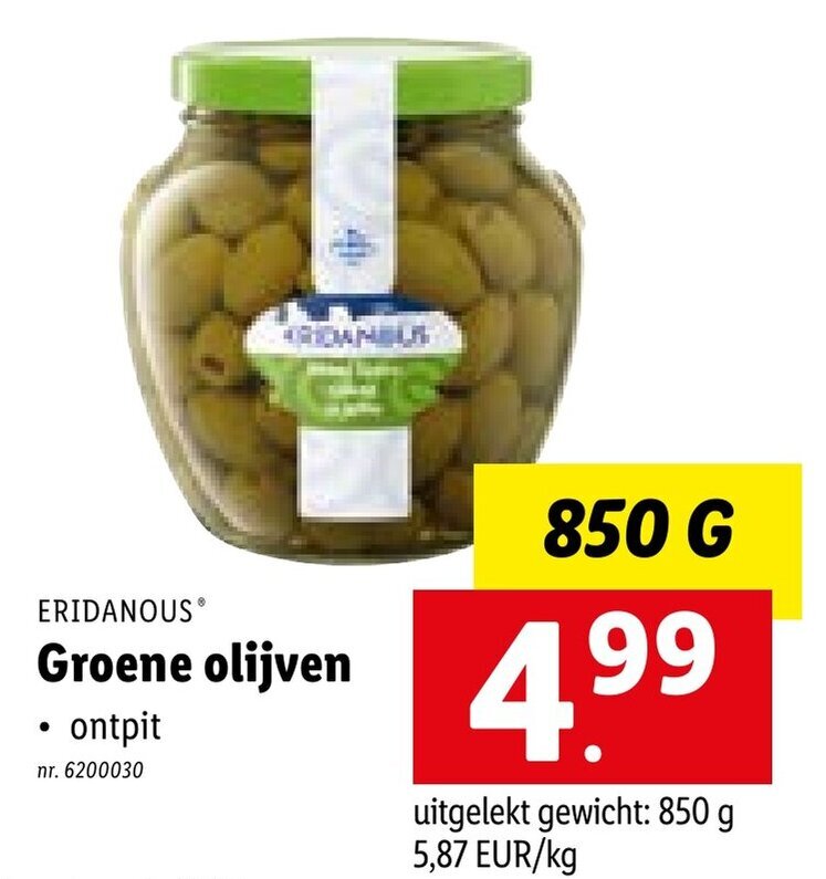 Eridanous Groene olijven promotie bij Lidl
