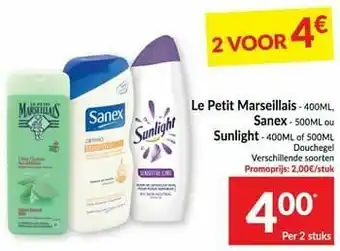 Intermarché Le petit marseillais sanex ou sunlight douchegel aanbieding